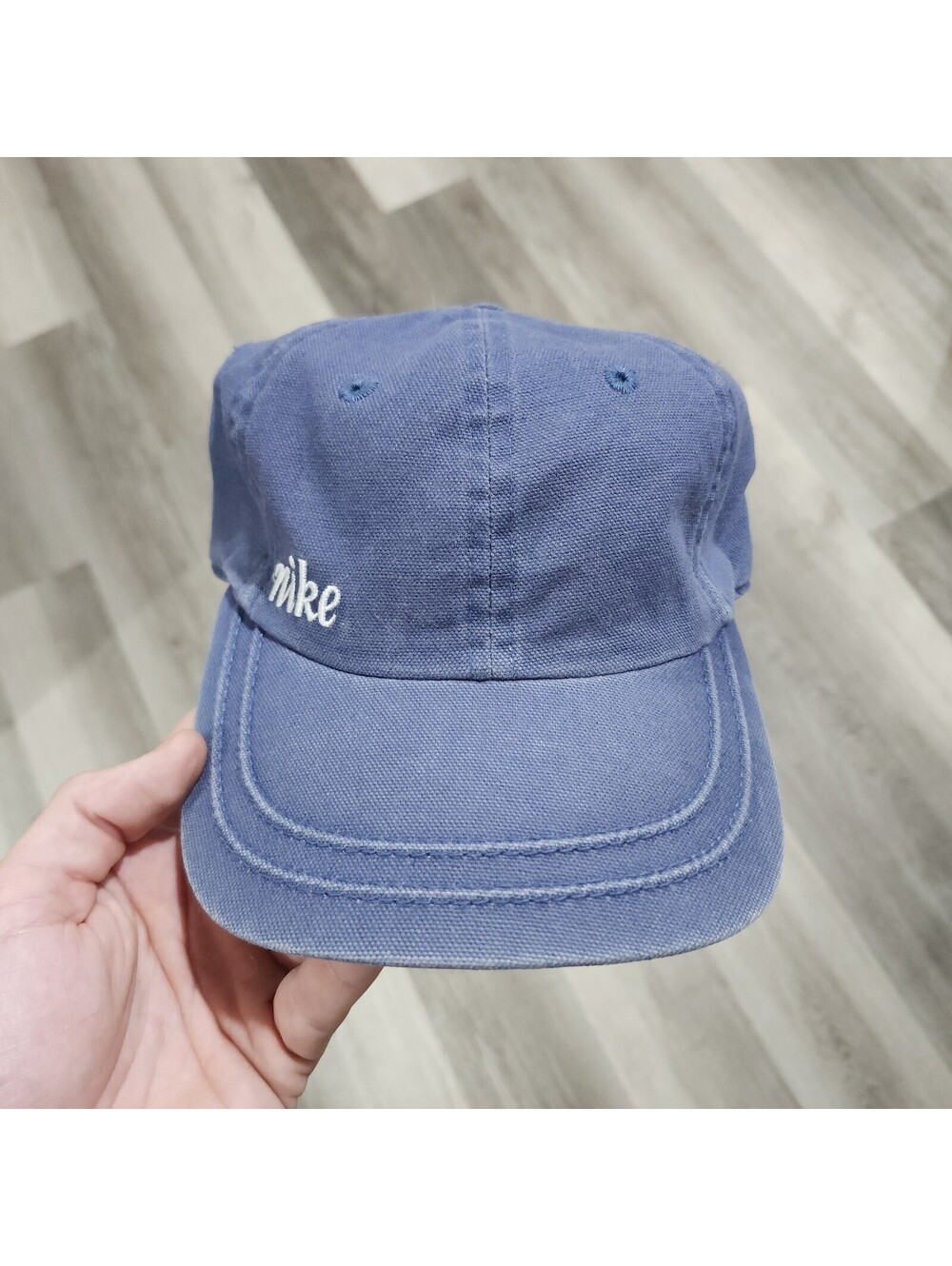 Vintage Nike White Tag Swoosh Check Hat Cap Strapback Canvas Outdoor Sport